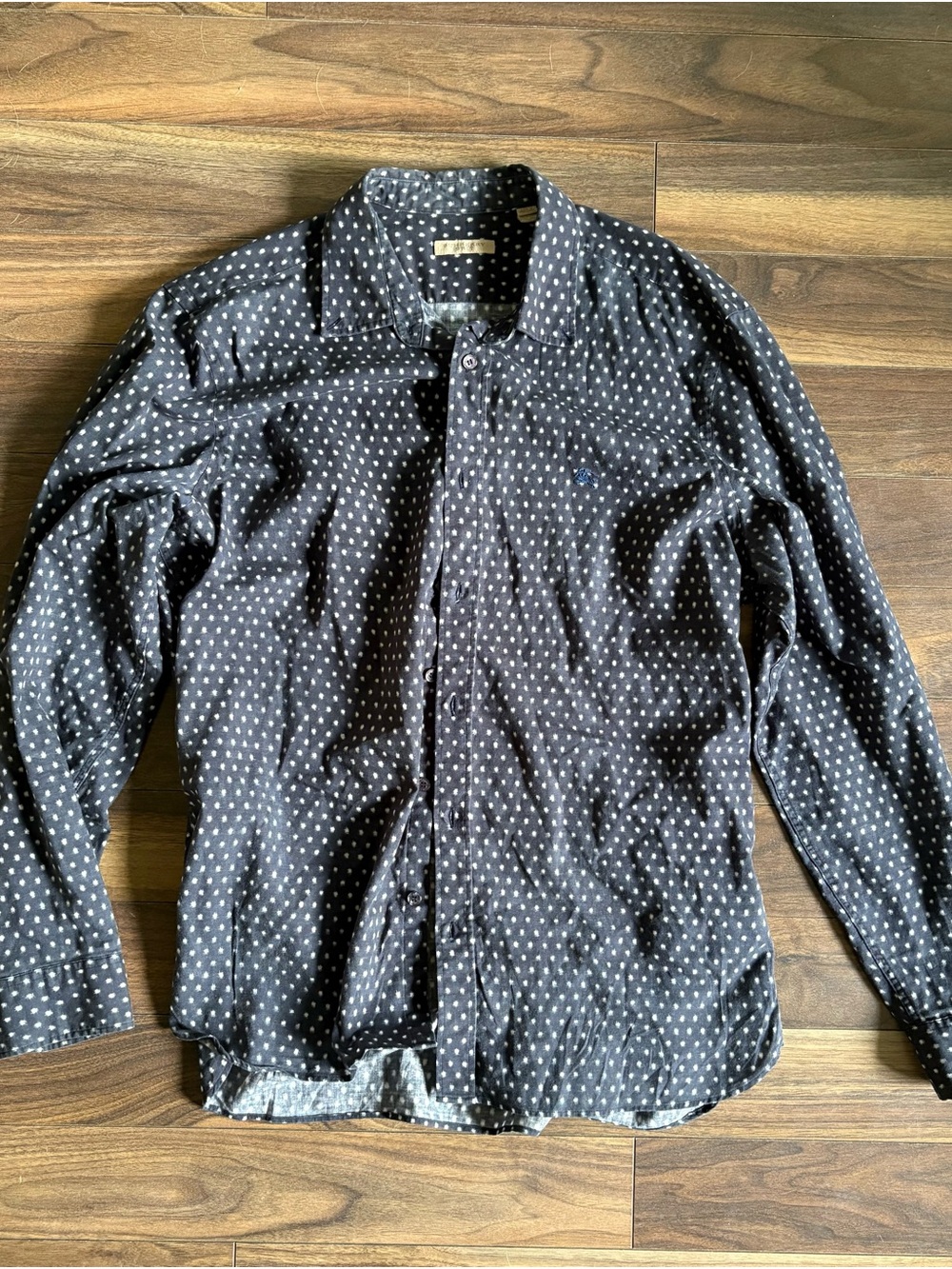 Burberry Brit Blue Shirt with White Dot Pattern